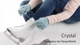  Presentation with skating - Slide set featuring skating rink - skater wearing skates isolated background and a light gray colored foreground