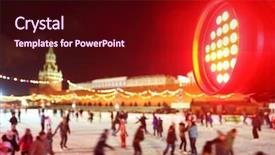  Presentation with rink - PPT layouts featuring skating rink on red square background and a wine colored foreground