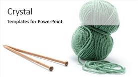  Presentation with needles - PPT theme having skein of green yarn background and a white colored foreground
