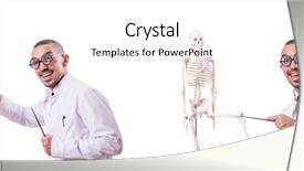  Presentation with skeleton - Audience pleasing slide set consisting of skelaton - funny doctor with skeleton isolated backdrop and a white colored foreground