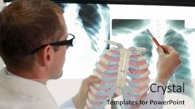  Presentation with lungs - PPT theme having skeletal - doctor with ribs and lungs background and a coral colored foreground