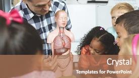  Presentation with skeletal - Presentation theme consisting of skeletal - front view of a teacher background and a coral colored foreground