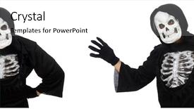  Presentation with scary halloween - Cool new PPT theme with skeletal - scary man in halloween concept backdrop and a white colored foreground