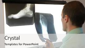  Presentation with film - Slide set featuring skeletal - specialist watching images of foot background and a white colored foreground