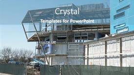  Presentation with skeletal - Presentation design with skeletal-overhang-of-new-building background and a teal colored foreground