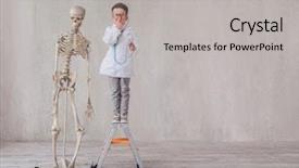  Presentation with skeleton soccer - Theme having skelethon healthcare - smiling little boy background and a  colored foreground