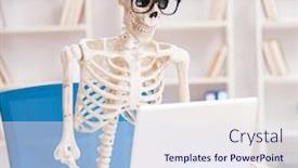  Presentation with skeleton - PPT layouts with skeleton-businessman-working background and a sky blue colored foreground