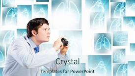  Presentation with doctor taking care of baby - Cool new slide deck with skeleton heart brain - young funny doctor taking photos backdrop and a  colored foreground