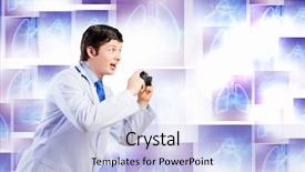  Presentation with doctor - Beautiful slide deck featuring skeleton heart brain - young funny doctor taking photos backdrop and a  colored foreground