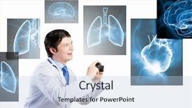  Presentation with funny - Audience pleasing PPT theme consisting of skeleton heart brain - young funny doctor taking photos backdrop and a  colored foreground