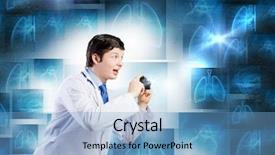  Presentation with doctor taking care of baby - Audience pleasing PPT theme consisting of skeleton heart brain - young funny doctor taking photos backdrop and a  colored foreground