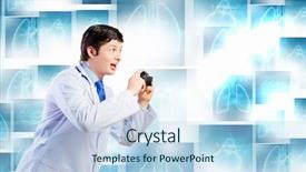  Presentation with doctor taking care of baby - Audience pleasing slides consisting of skeleton heart brain - young funny doctor taking photos backdrop and a  colored foreground