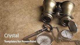  Presentation with vintage paper - Theme enhanced with skeleton key - vintage objects on old paper background and a coral colored foreground