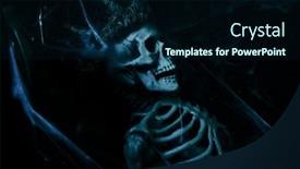  Presentation with king throne - PPT layouts enhanced with skeleton-of-an-ancient-fairy background and a wine colored foreground