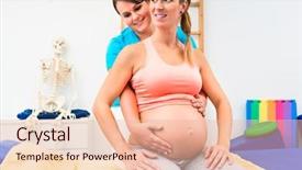  Presentation with pregnant woman doctor - Audience pleasing PPT layouts consisting of skeleton sport - pregnant woman with physical therapist backdrop and a lemonade colored foreground
