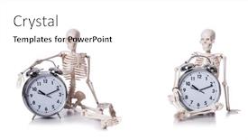  Presentation with alarm - Colorful PPT theme enhanced with skeleton with alarm clock on the white backdrop and a white colored foreground