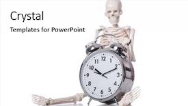  Presentation with skeleton - Beautiful presentation theme featuring skeleton with alarm clock backdrop and a white colored foreground