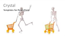 Presentation with shopping trolley - Slide set with skeleton-with-shopping-cart-trolley background and a white colored foreground