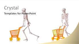  Presentation with shopping trolley - Cool new PPT theme with skeleton-with-shopping-cart-trolley backdrop and a white colored foreground