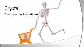  Presentation with shopping trolley - Beautiful slides featuring skeleton with shopping cart trolley backdrop and a white colored foreground