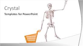  Presentation with shopping trolley - Presentation theme having anatomy sale - skeleton with shopping cart trolley background and a white colored foreground