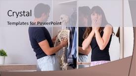  Presentation with closet - Audience pleasing PPT theme consisting of skeletons - concept of skeleton backdrop and a light gray colored foreground