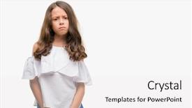  Presentation with negative - Audience pleasing slides consisting of skeptic and nervous frowning upset backdrop and a white colored foreground