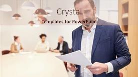  Presentation with consulting - Presentation theme having skeptical-consulting-advisor-or-manager background and a soft green colored foreground