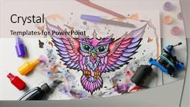  Presentation with tattoo - Audience pleasing slide set consisting of sketch and supplies on table backdrop and a soft green colored foreground