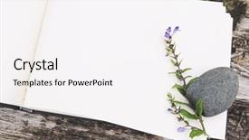 Presentation with country - PPT theme with sketch book country flowers and stones on weathered wood mock up background and a white colored foreground