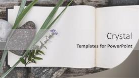  Presentation with country - Colorful slide set enhanced with sketch book country flowers and stones on weathered wood mock up backdrop and a white colored foreground