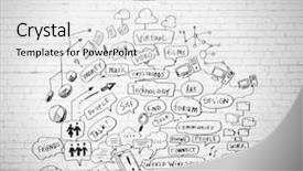  Presentation with ideas - PPT theme with sketch drawing with ideas background and a white colored foreground