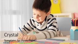  Presentation with aesthetics cute - Cool new presentation design with sketch pad - cute little boy doing homework backdrop and a coral colored foreground