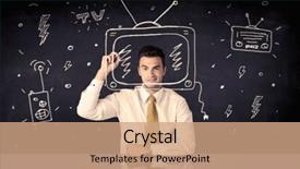  Presentation with actor - Beautiful slide deck featuring happy businessman drawing a television backdrop and a coral colored foreground