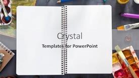  Presentation with paint art - Slide set featuring sketchbook-at-paintbrush-and-tubes background and a white colored foreground