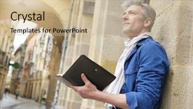  Presentation with sketching - Audience pleasing presentation design consisting of sketches - mature artist sketching in historical backdrop and a soft green colored foreground