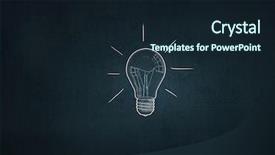  Presentation with light bulb - PPT theme with sketches inside on dark background background and a  colored foreground