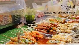  Presentation with thailand - Colorful presentation enhanced with skewer-in-thailand-street-market backdrop and a coral colored foreground