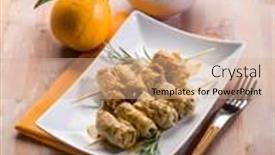  Presentation with clove - Presentation theme enhanced with skewer rolled up with clove and orange juice background and a coral colored foreground