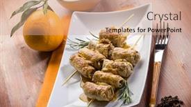  Presentation with clove - Colorful presentation theme enhanced with skewer rolled up with clove and orange juice backdrop and a coral colored foreground