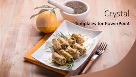  Presentation with clove - Presentation theme having skewer rolled up with clove and orange juice background and a lemonade colored foreground