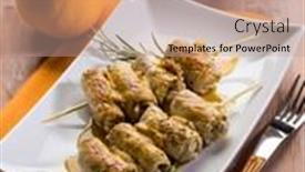  Presentation with clove - Presentation theme with skewer rolled up with clove and orange juice background and a coral colored foreground