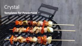  Presentation with red onion - Colorful presentation design enhanced with skewer-with-red-pepper-onion backdrop and a gray colored foreground