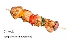  Presentation with grilled chicken - Colorful PPT theme enhanced with skewered-chicken-kebob-with-grilled backdrop and a white colored foreground