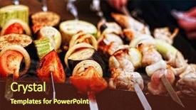  Presentation with dairy produce meat vegetables - Theme having skewered meats and vegetables cooking background and a  colored foreground