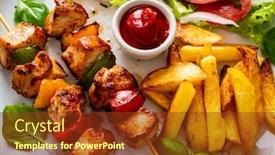  Presentation with fresh meat - Cool new theme with skewers-grilled-meat-with-french backdrop and a tawny brown colored foreground