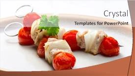  Presentation with onion - PPT layouts with skewers-with-chicken-meat-tomatoes background and a cool aqua colored foreground