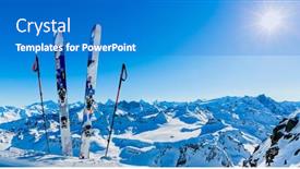  Presentation with area - PPT theme featuring ski-area-with-amazing-view background and a teal colored foreground
