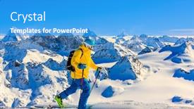  Presentation with area - Beautiful PPT theme featuring ski-area-with-amazing-view backdrop and a teal colored foreground