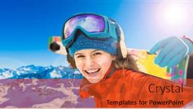  Presentation with dens in dent - Cool new slides with ski-girl-in-swiss-famous backdrop and a red colored foreground